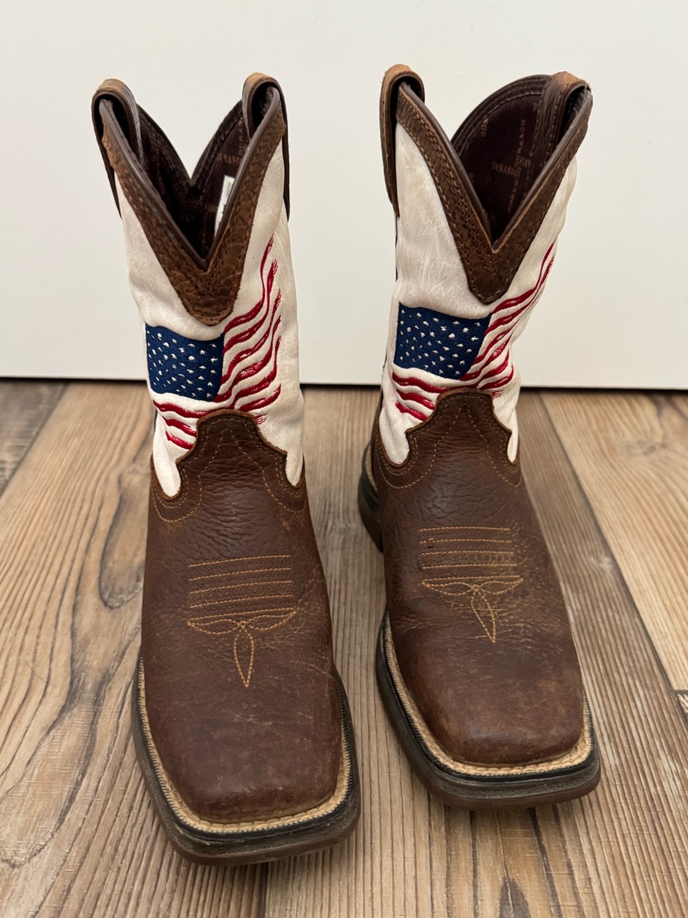 DURANGO BOYS' REBEL DISTRESSED FLAG WESTERN BOOTS - SQUARE TOE